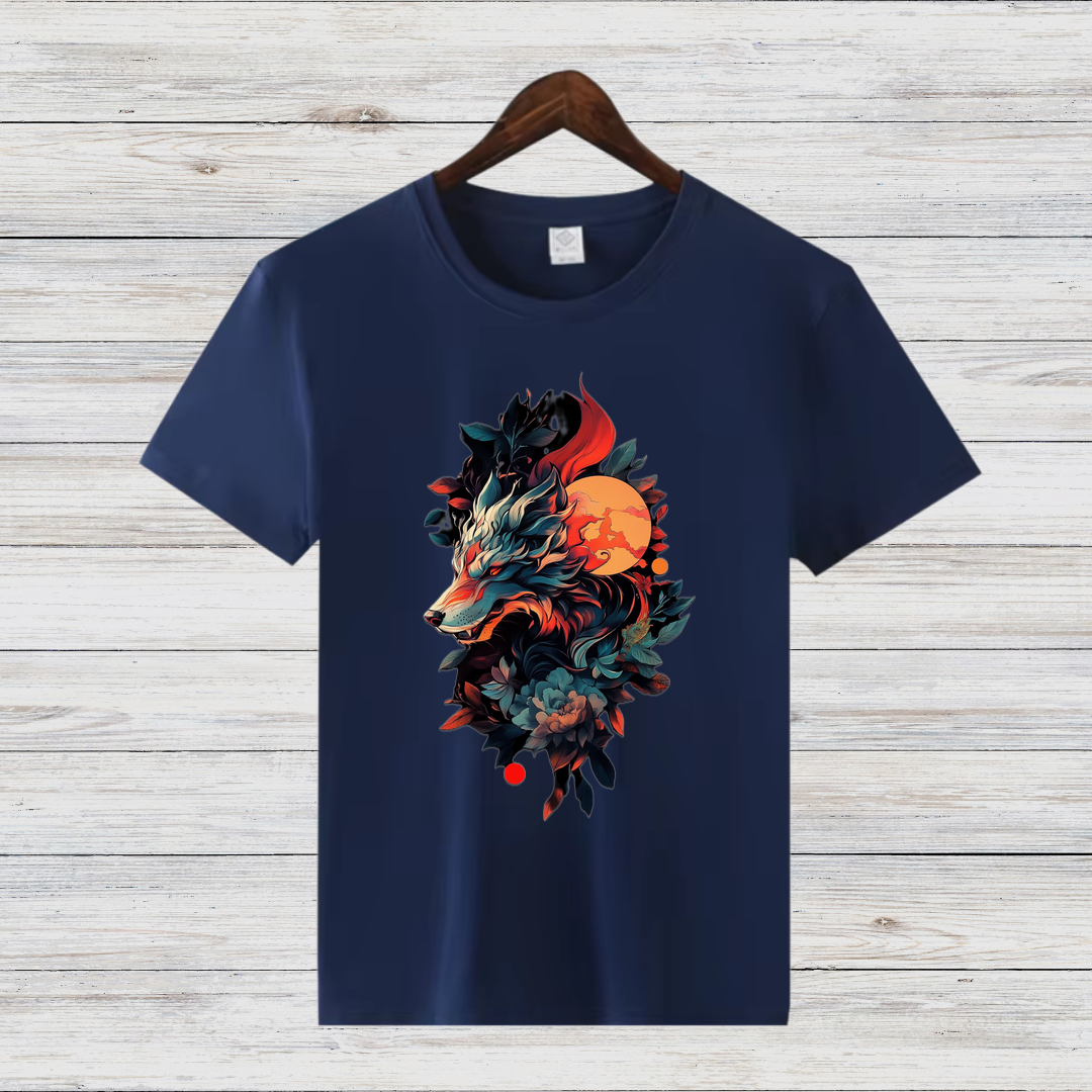 Mystischer Wolf | Winter T-Shirt | Fantasievolles Wolfsmotiv | Stilvolles Statement Shirt für Tierliebhaber