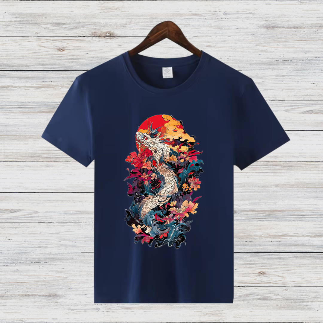 Mystischer Drache | Japanisches Kunst T-Shirt | Asiatisches Design Shirt | Cooles Statement Shirt für Winter | Streetwear für Männer