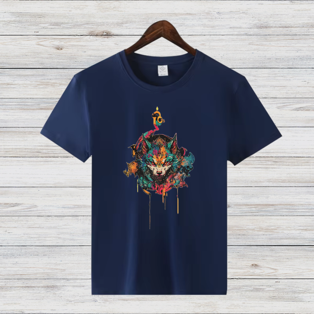 Mystischer Wolf | Künstlerisches T-Shirt | Wildes Design für Tierliebhaber | Cooles Statement Shirt für Männer