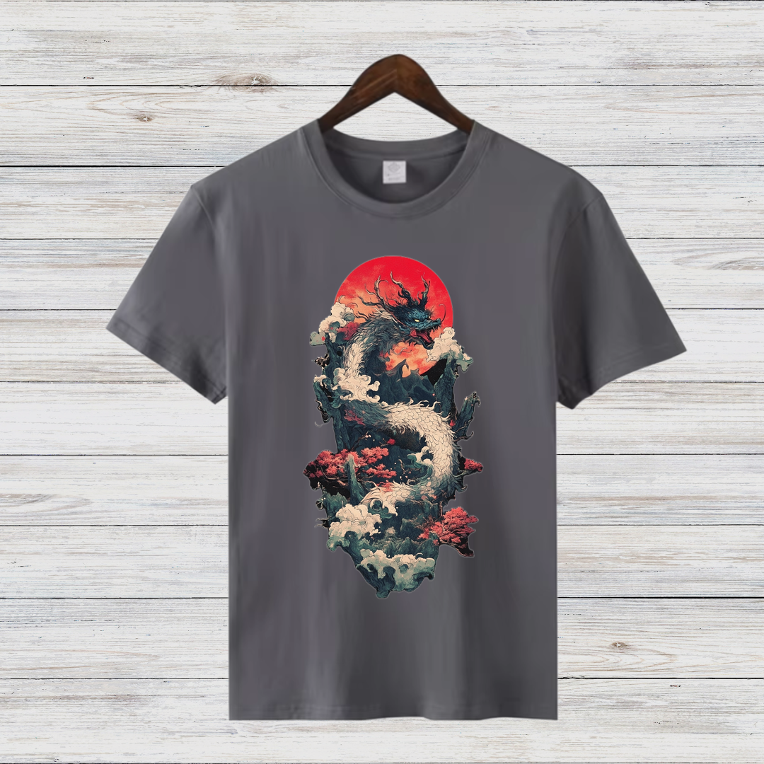 Mystischer Drache | Asiatisches Kunst T-Shirt | Fantasy Design | Stilvolles Statement Shirt für Wintertage