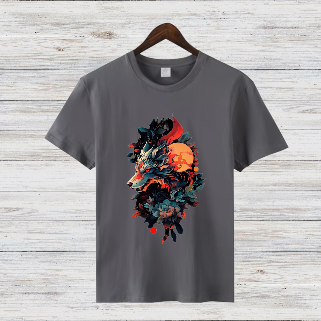 Mystischer Wolf | Winter T-Shirt | Fantasievolles Wolfsmotiv | Stilvolles Statement Shirt für Tierliebhaber