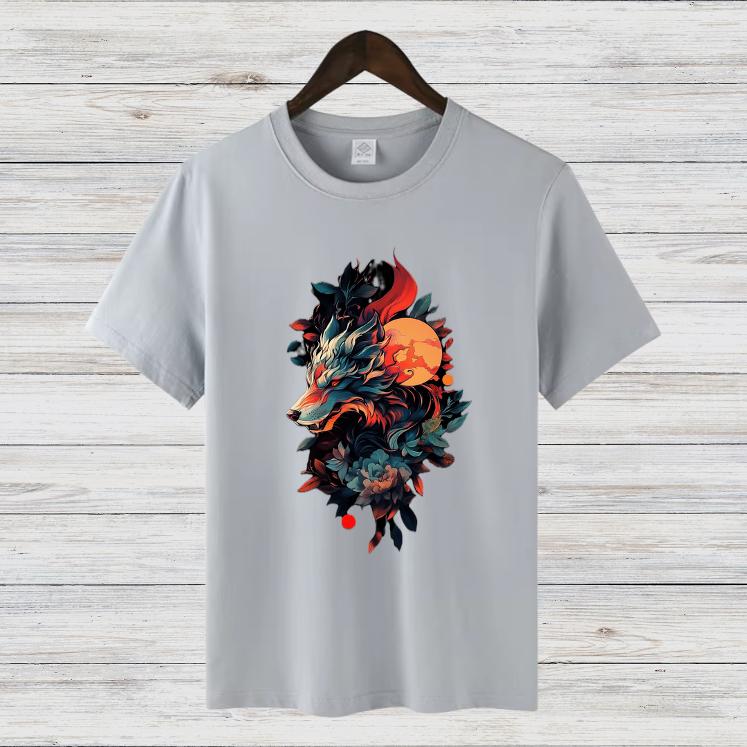 Mystischer Wolf | Winter T-Shirt | Fantasievolles Wolfsmotiv | Stilvolles Statement Shirt für Tierliebhaber