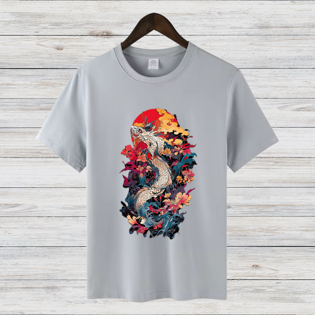 Mystischer Drache | Japanisches Kunst T-Shirt | Asiatisches Design Shirt | Cooles Statement Shirt für Winter | Streetwear für Männer