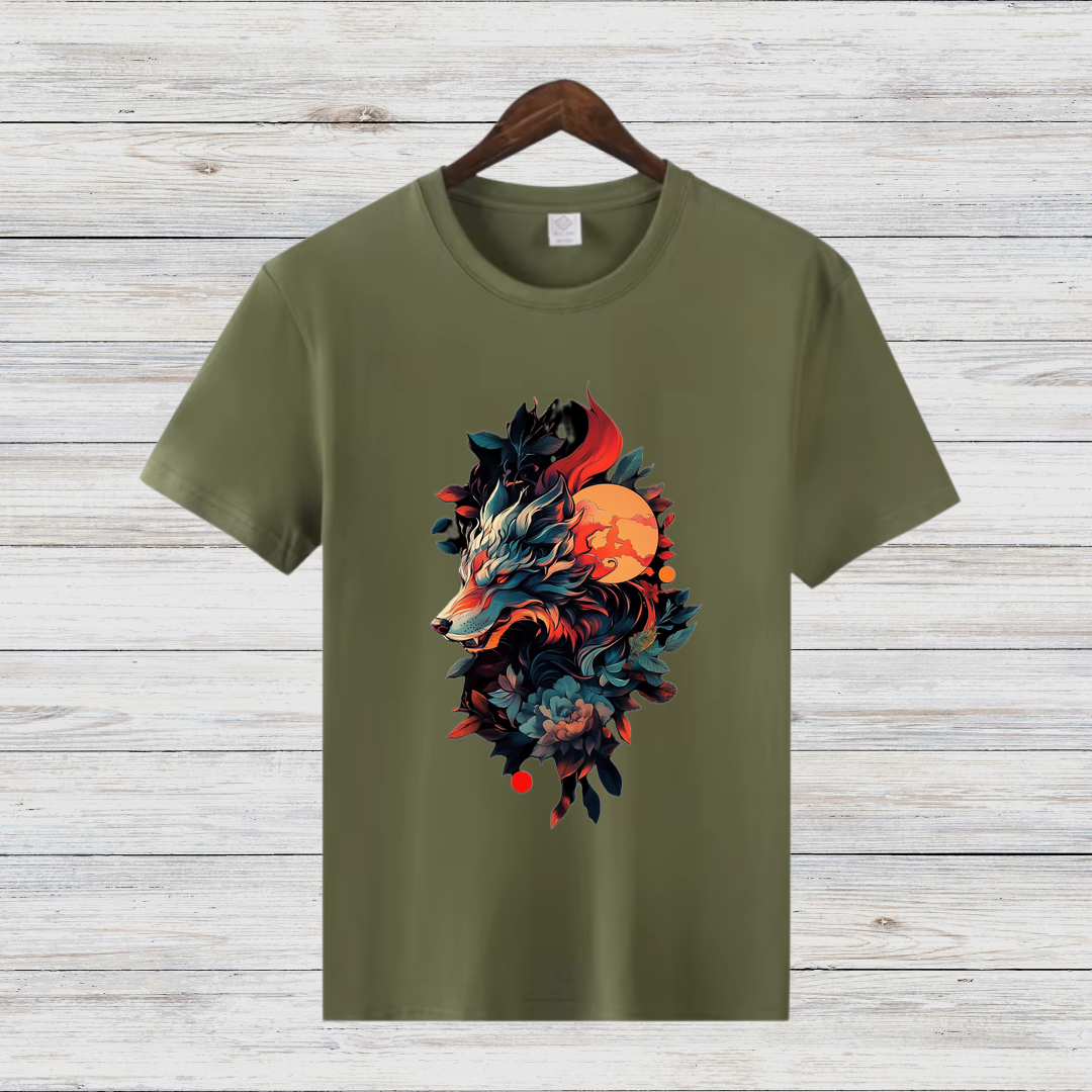 Mystischer Wolf | Winter T-Shirt | Fantasievolles Wolfsmotiv | Stilvolles Statement Shirt für Tierliebhaber