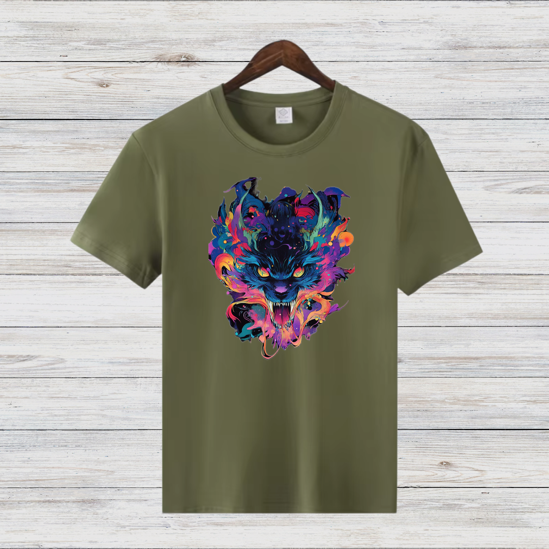 Mystischer Wolf | Künstlerisches T-Shirt | Wildes Design für Tierliebhaber | Cooles Statement Shirt für Männer