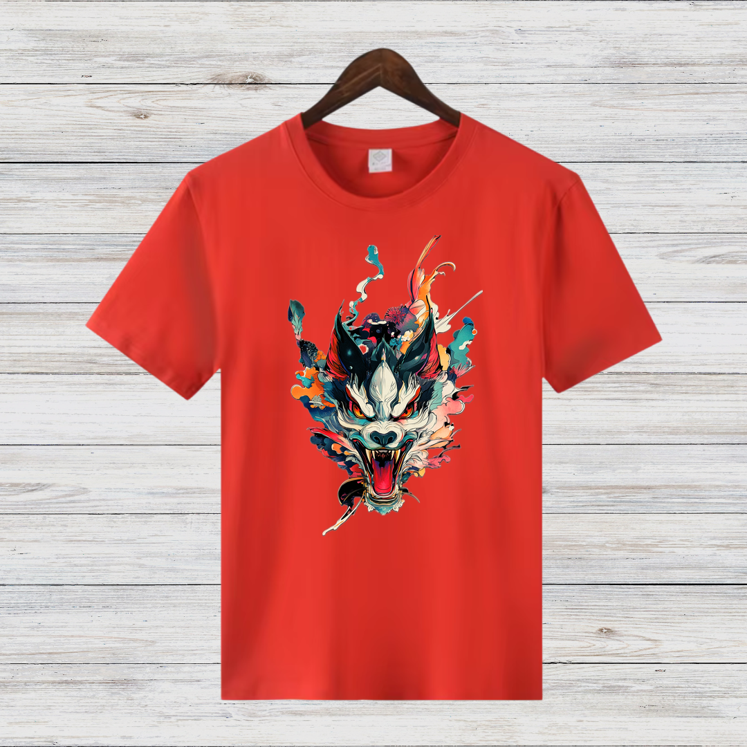 Mystischer Wolf | Kunstvolles T-Shirt | Japanisches Design | Stylisches Statement Shirt für Wintertage