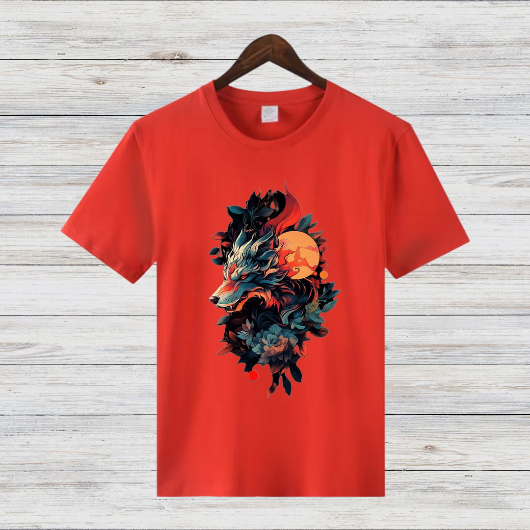 Mystischer Wolf | Winter T-Shirt | Fantasievolles Wolfsmotiv | Stilvolles Statement Shirt für Tierliebhaber