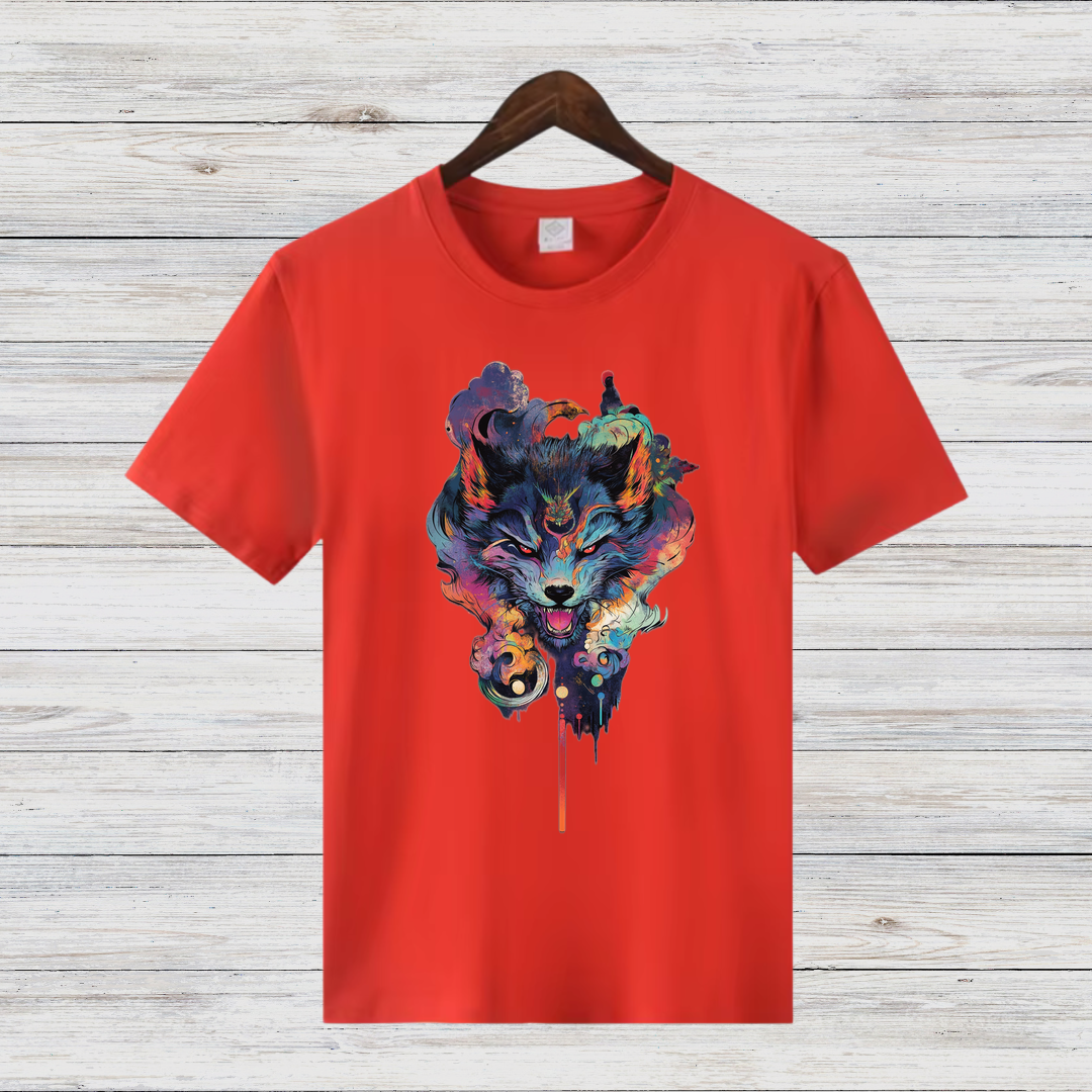 Mystischer Wolf | Kunstvolles T-Shirt | Spirituelles Wolfsmotiv | Stilvolles Statement Shirt für Tierliebhaber