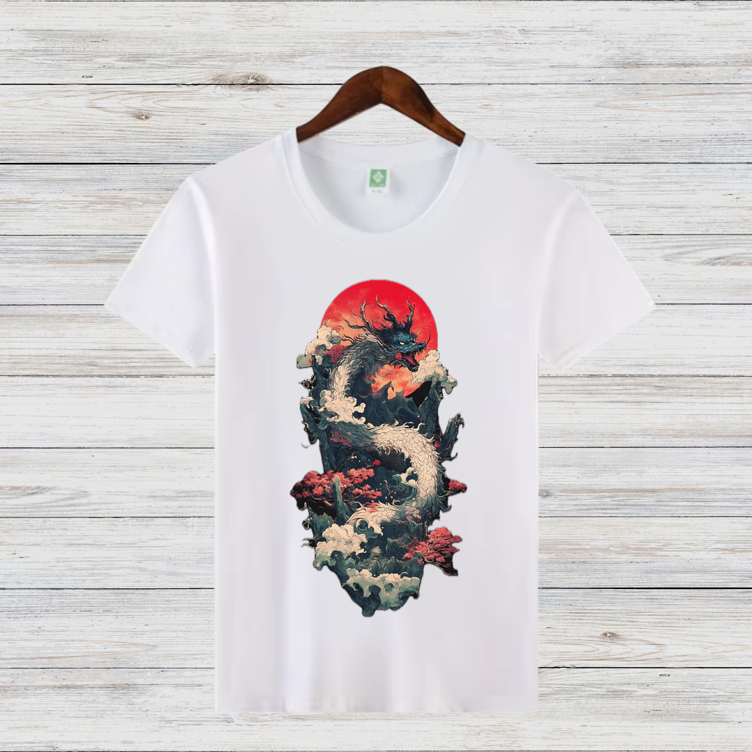 Mystischer Drache | Asiatisches Kunst T-Shirt | Fantasy Design | Stilvolles Statement Shirt für Wintertage