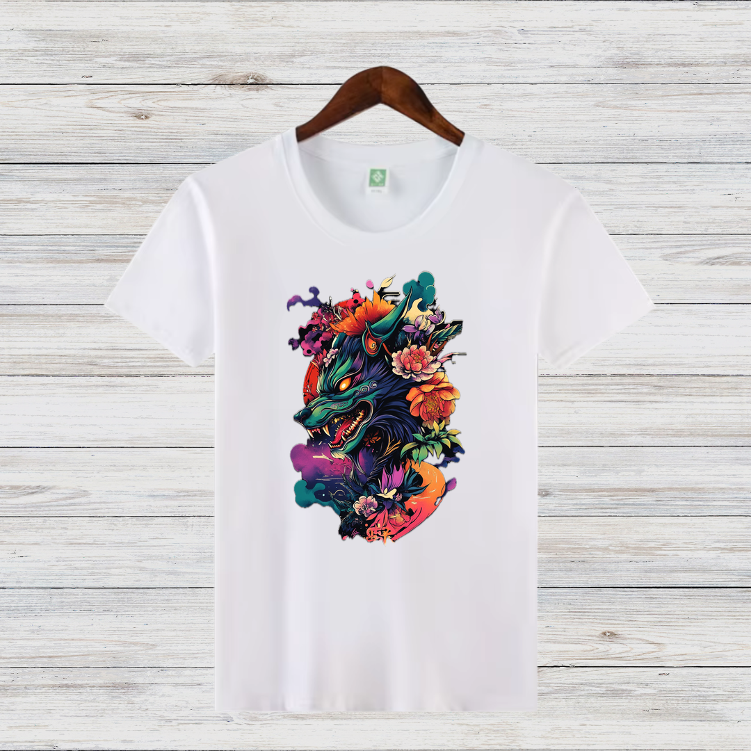 Mystischer Wolf | Kunstvolles Wintershirt | Stilvolles Statement-Shirt | Geschenk für Tierliebhaber