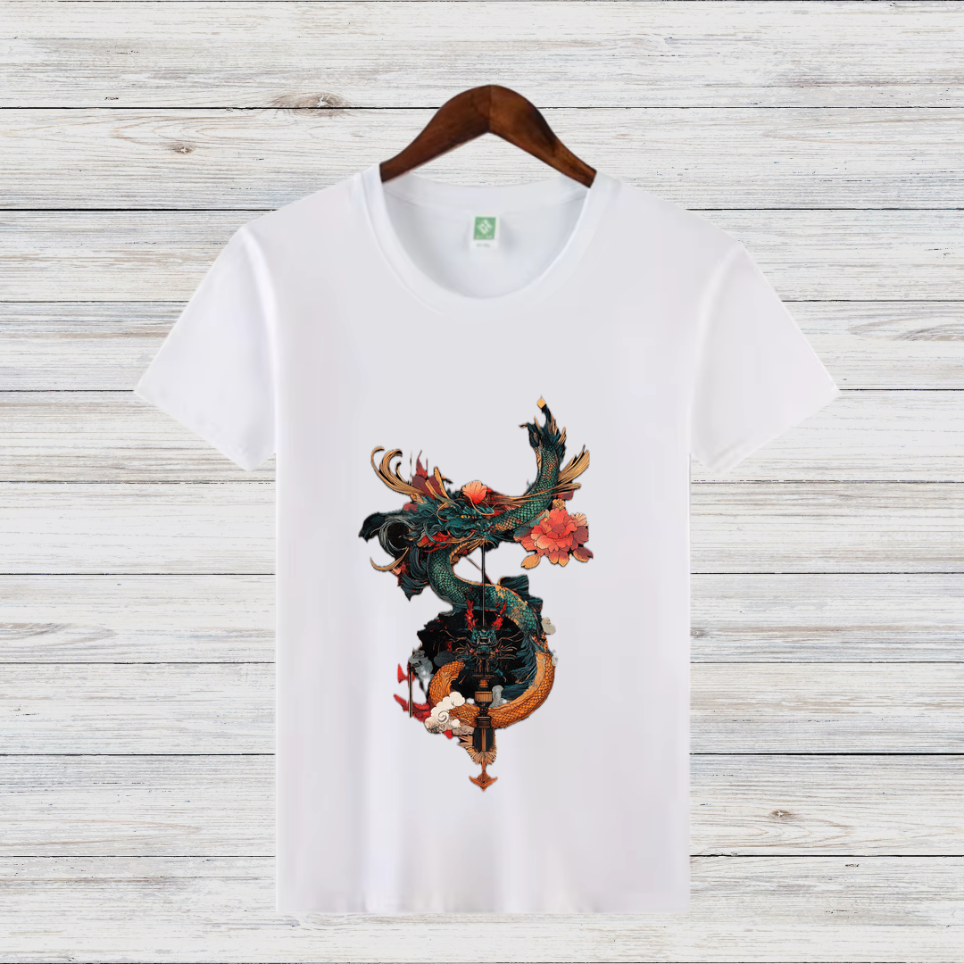 Mystischer Drache | Asiatisches Kunst T-Shirt | Japanischer Stil | Elegantes Baumwollshirt für die kalte Jahreszeit