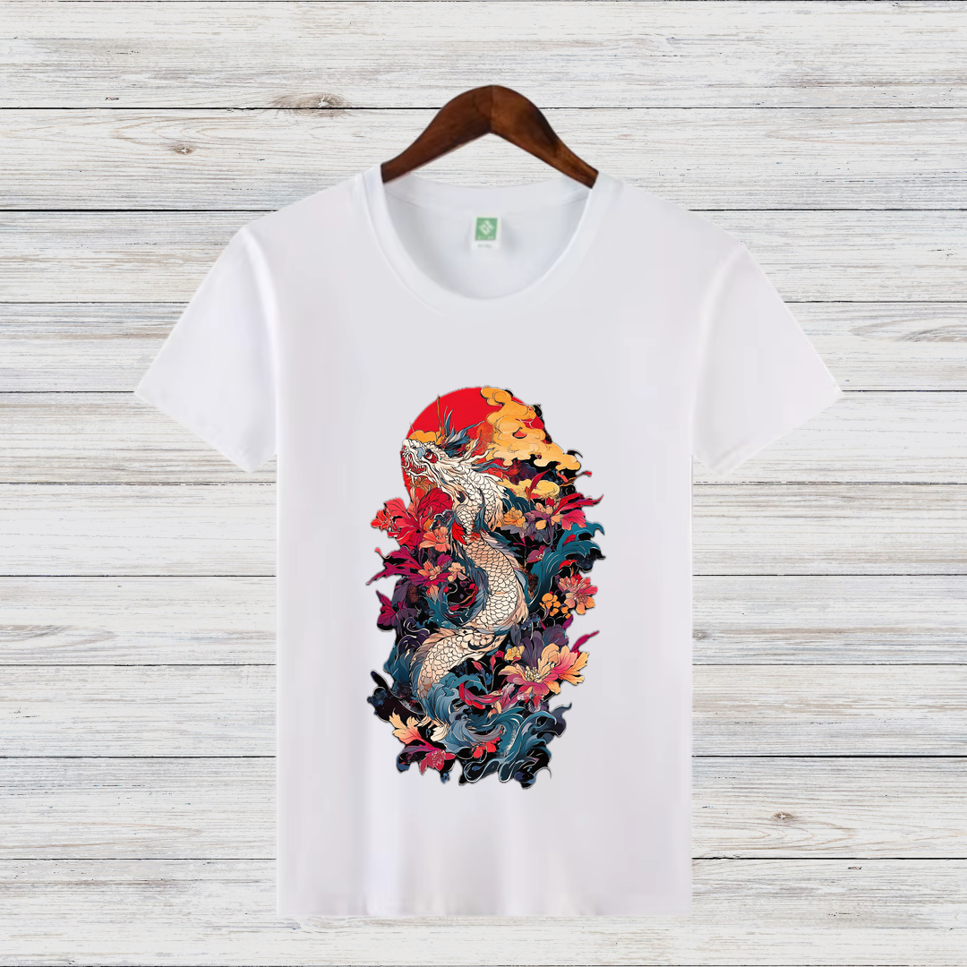 Mystischer Drache | Japanisches Kunst T-Shirt | Asiatisches Design Shirt | Cooles Statement Shirt für Winter | Streetwear für Männer