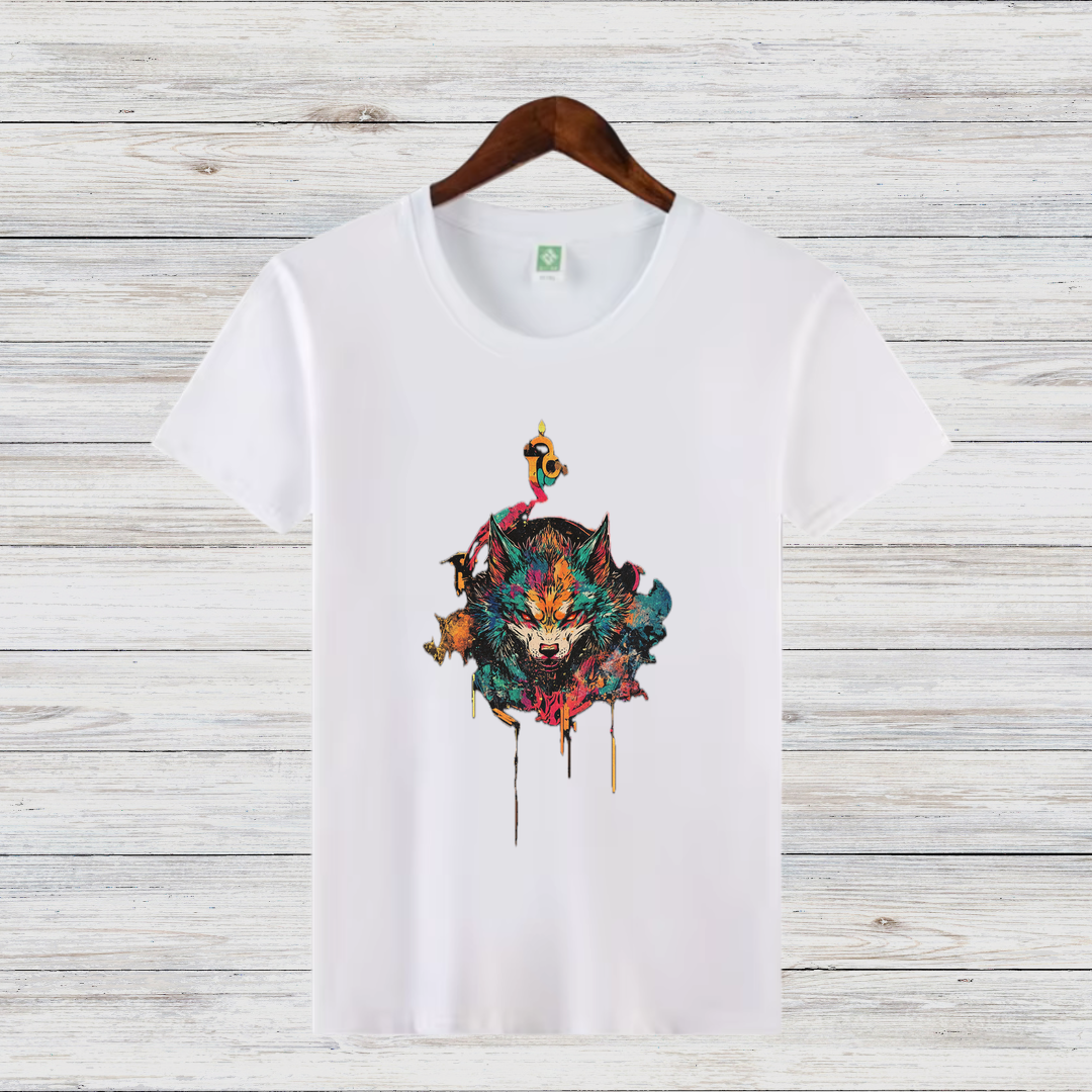 Mystischer Wolf | Künstlerisches T-Shirt | Wildes Design für Tierliebhaber | Cooles Statement Shirt für Männer