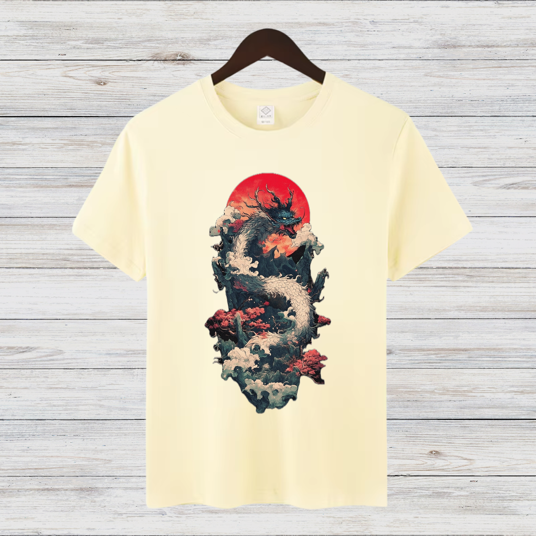 Mystischer Drache | Asiatisches Kunst T-Shirt | Fantasy Design | Stilvolles Statement Shirt für Wintertage