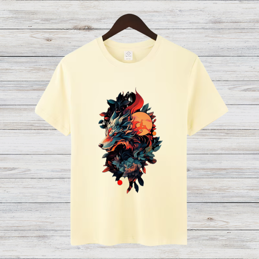 Mystischer Wolf | Winter T-Shirt | Fantasievolles Wolfsmotiv | Stilvolles Statement Shirt für Tierliebhaber