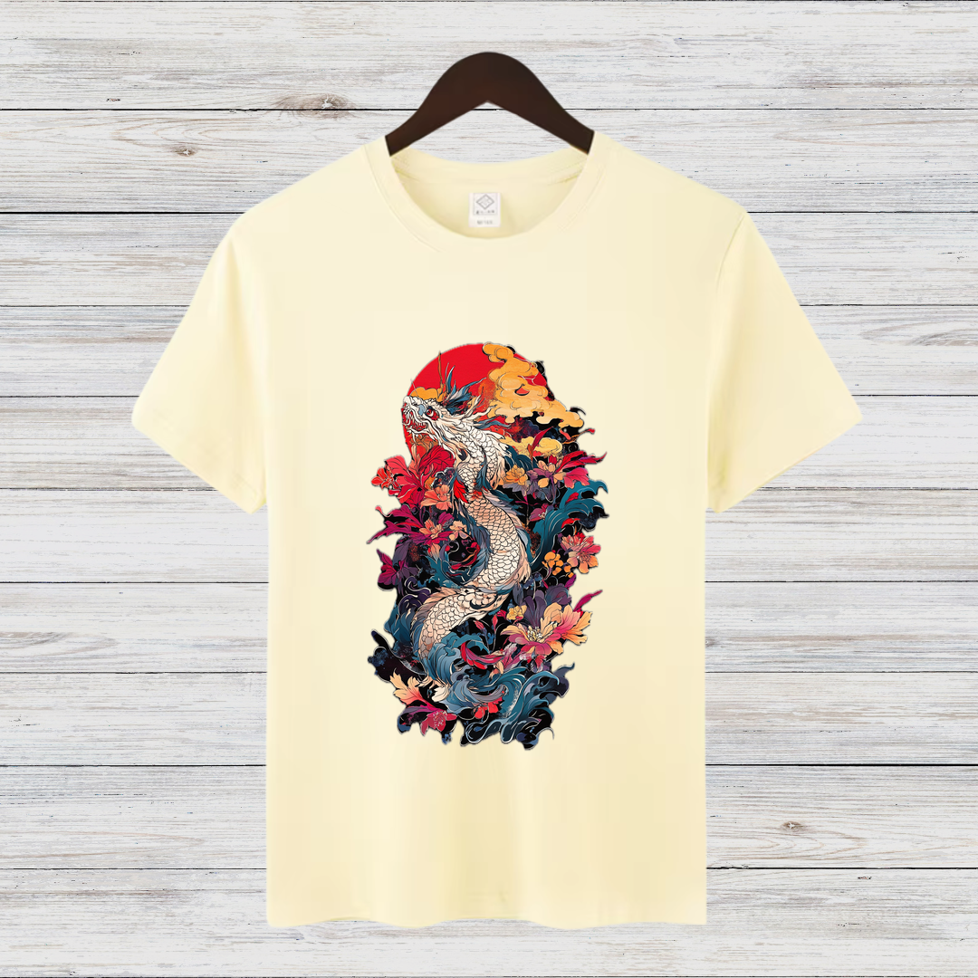 Mystischer Drache | Japanisches Kunst T-Shirt | Asiatisches Design Shirt | Cooles Statement Shirt für Winter | Streetwear für Männer