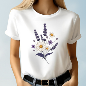 Lavendel und Gänseblümchen T-Shirt