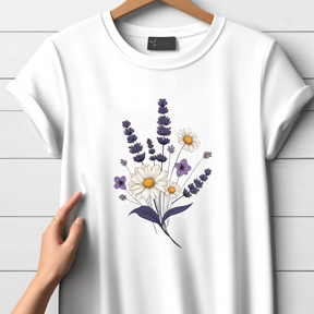 Lavendel und Gänseblümchen T-Shirt