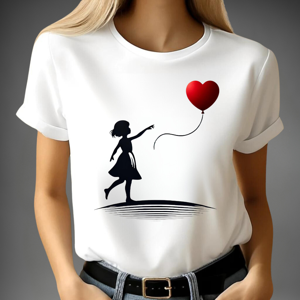 Mädchen mit Herzballon T-Shirt