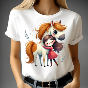 Mädchen und Pony Freundschaft T-Shirt