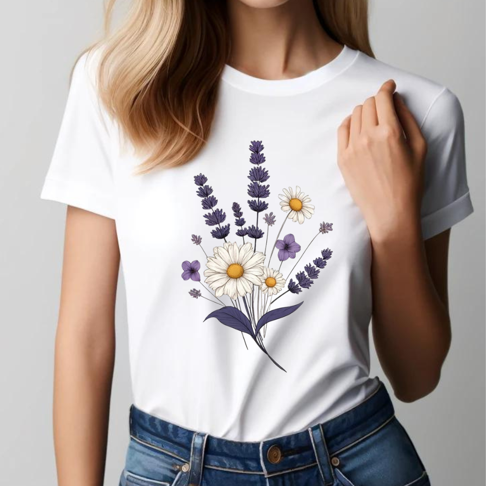 Lavendel und Gänseblümchen T-Shirt