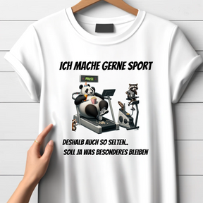 Ich mache gerne Sport | Lustiges Panda Shirt | Humorvolles Motiv für Sportmuffel | Statement-Shirt für Damen