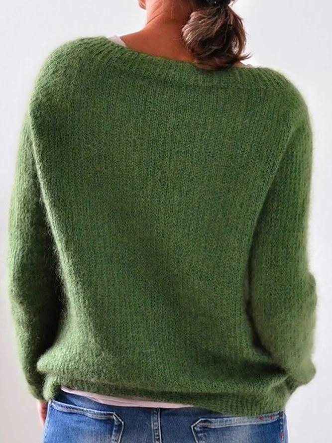 BlütenBliss® - Skyline Forest Mintgrüner bedruckter Langarmpullover