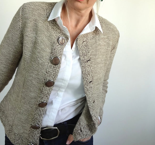 StrickSinn® - Khaki Langarm Strickjacke mit Knopfleiste