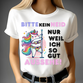 Bitte kein Neid | Lustiges Einhorn-Shirt | Humorvolles Statement | Perfekt für den Winter | Damenshirt mit Einhorndesign