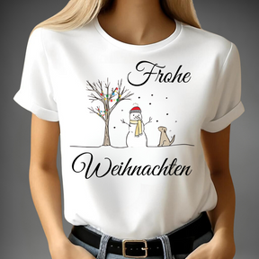 Frohe Weihnachten Shirt | Winterliches T-Shirt | Lustiges Schneemann-Design | Weihnachtsoutfit für Damen