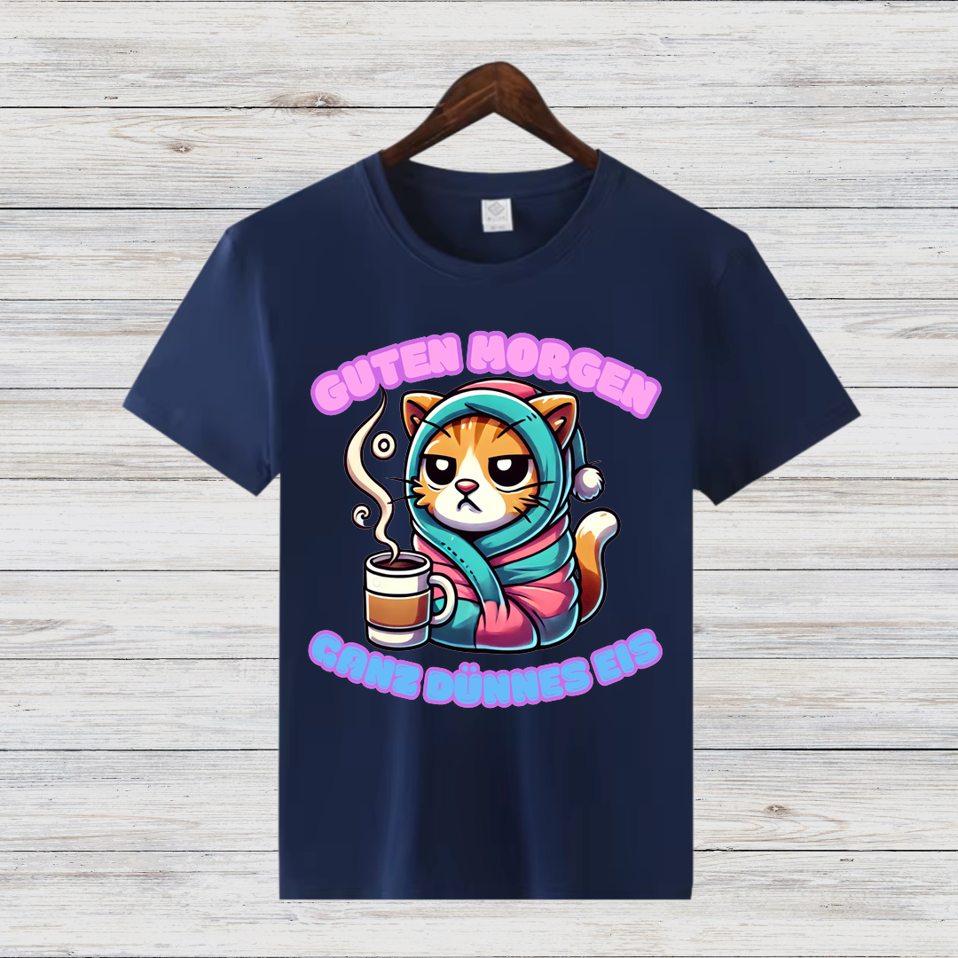 Guten Morgen Katze | Lustiges Wintershirt | Humorvolles Katzen-Design | Statement Shirt für kalte Tage