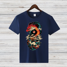 Mystischer Drachenkrieger | Asiatisches Kunst T-Shirt | Fantasievolles Drachenmotiv | Streetwear Shirt für Winter
