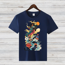 Mystisches Kunst-Shirt | Japanisches Wellen-Design | Stilvolles Winter T-Shirt | Fashion-Statement für Kreative