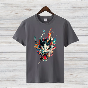 Mystischer Wolf | Kunstvolles T-Shirt | Japanisches Design | Stylisches Statement Shirt für Wintertage