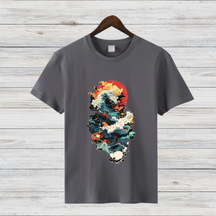 Japanische Welle | Künstlerisches T-Shirt | Stilvolles Design | Trendiges Shirt für Kunstliebhaber