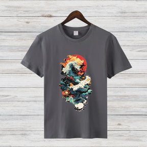 Japanische Welle | Künstlerisches T-Shirt | Stilvolles Design | Trendiges Shirt für Kunstliebhaber