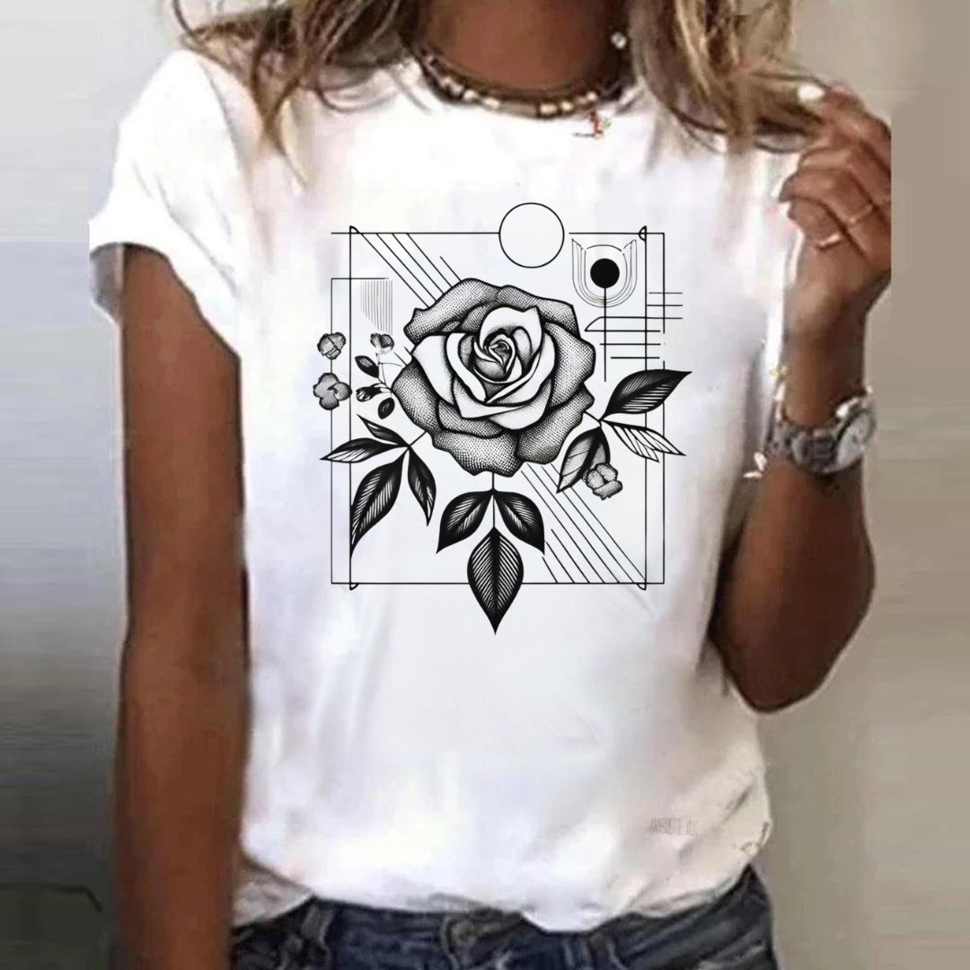 Kunstvolle Rose Shirt