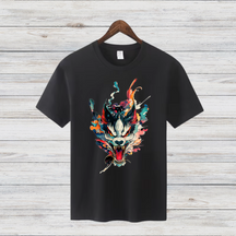 Mystischer Wolf | Kunstvolles T-Shirt | Japanisches Design | Stylisches Statement Shirt für Wintertage