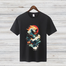 Japanische Welle | Künstlerisches T-Shirt | Stilvolles Design | Trendiges Shirt für Kunstliebhaber