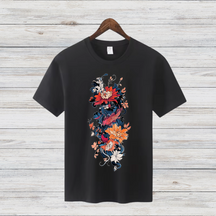 Japanisches Drachen Shirt | Stilvolles T-Shirt mit Drachenmotiv | Asiatische Kunst | Baumwollshirt für den Winter