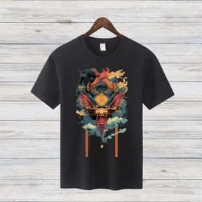 Mystischer Drachengeist | Asiatisches Kunst T-Shirt | Stylisches Fantasy Shirt | Statement Shirt für Drachenfans