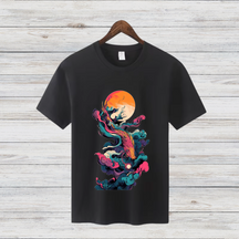 Mystischer Drachengeist | Künstlerisches Fantasy T-Shirt | Stilvolles Winter-Shirt | Asiatisches Drachenmotiv | Baumwollshirt für Fantasy-Fans