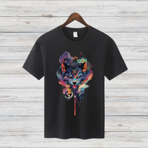 Mystischer Wolf | Kunstvolles T-Shirt | Spirituelles Wolfsmotiv | Stilvolles Statement Shirt für Tierliebhaber