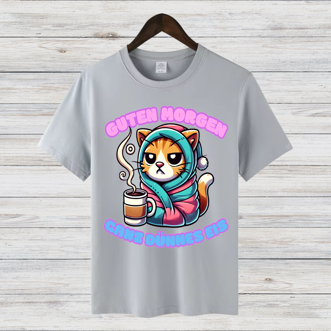 Guten Morgen Katze | Lustiges Wintershirt | Humorvolles Katzen-Design | Statement Shirt für kalte Tage