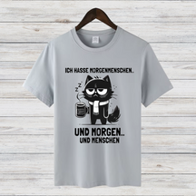 Morgenmuffel Katze | Lustiges Statement-Shirt | Humorvolles Design für Wintertage | Damen T-Shirt aus Baumwolle