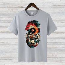 Mystischer Drachenkrieger | Asiatisches Kunst T-Shirt | Fantasievolles Drachenmotiv | Streetwear Shirt für Winter