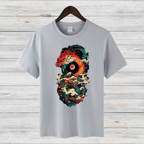 Mystischer Drachenkrieger | Asiatisches Kunst T-Shirt | Fantasievolles Drachenmotiv | Streetwear Shirt für Winter