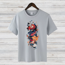 Japanisches Drachen Shirt | Stilvolles T-Shirt mit Drachenmotiv | Asiatische Kunst | Baumwollshirt für den Winter