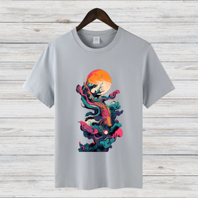Mystischer Drachengeist | Künstlerisches Fantasy T-Shirt | Stilvolles Winter-Shirt | Asiatisches Drachenmotiv | Baumwollshirt für Fantasy-Fans