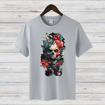 Totenkopf Kunst T-Shirt | Gothic Skull Shirt | Mystisches Design | Statement Shirt für Fans düsterer Ästhetik